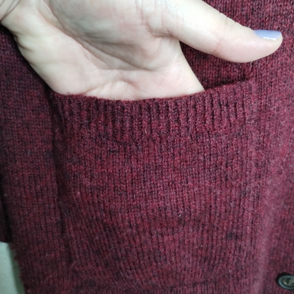 Pendleton Burgundy Shetland Wool Cardigan Sweater Men's Size Medium - Picture 3 of 6